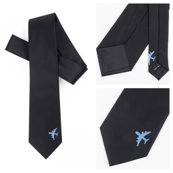 Black Tie with Blue Jumbo Jet 4 Engine Airplane - Picture 5 of 8
